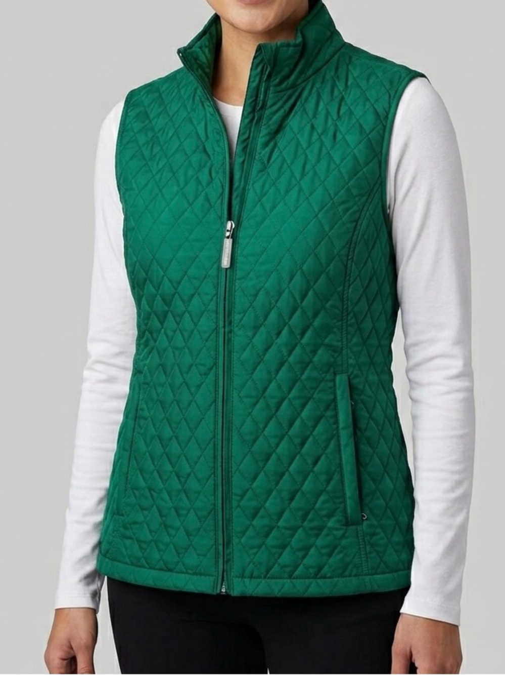 Cutter & Buck Emerald Green Diamond Quilted Full Zip Vest
